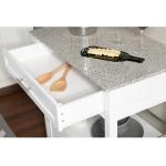 White Parker Granite Top Rolling Kitchen Cart