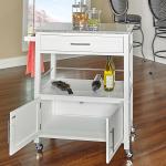 White Parker Granite Top Rolling Kitchen Cart