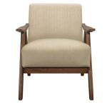 Beige Mid-Century Hazel Wood Frame Accent Chair