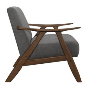 Gray Mid-Century Hazel Wood Frame Accent Chair