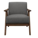 Gray Mid-Century Hazel Wood Frame Accent Chair