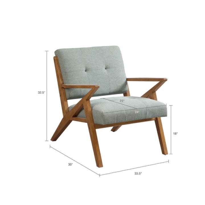 Seafoam Upholstered Angled Wood Frame Armchair