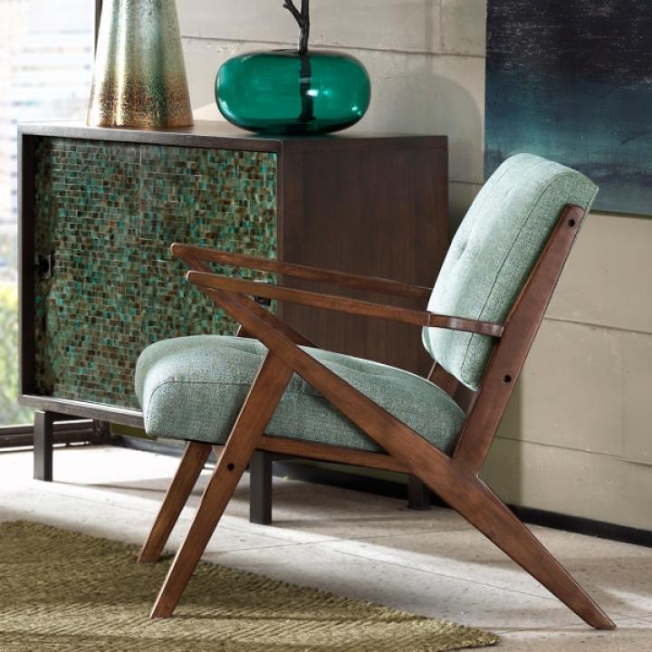 Seafoam Upholstered Angled Wood Frame Armchair