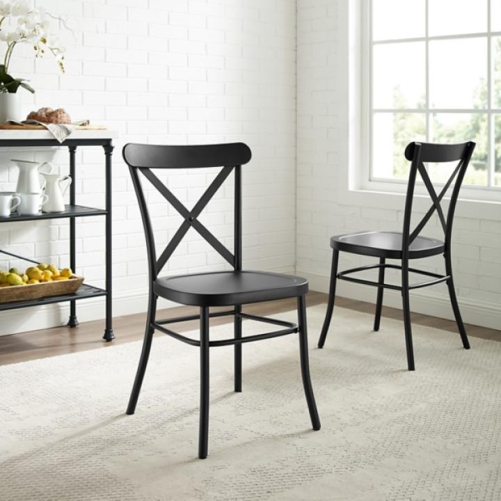 Black Metal Melody Dining Chairs, Set of 2
