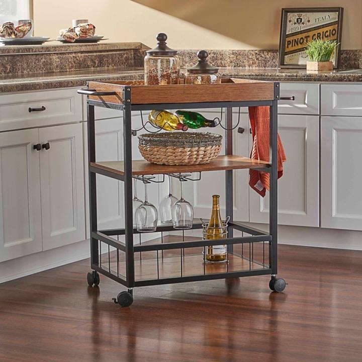 Brown Norcross Industrial Rolling Bar Cart