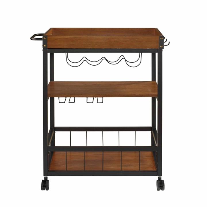 Brown Norcross Industrial Rolling Bar Cart