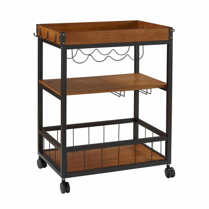 Brown Norcross Industrial Rolling Bar Cart