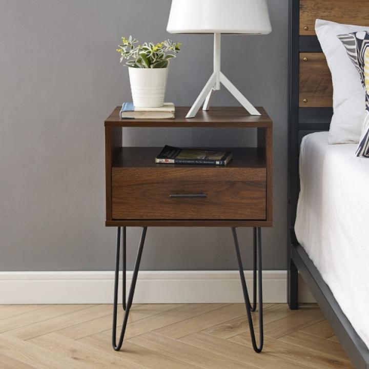 Dark Walnut Modern Farmhouse Side Table