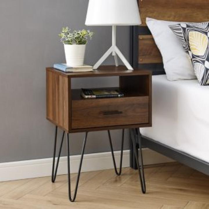 Dark Walnut Modern Farmhouse Side Table