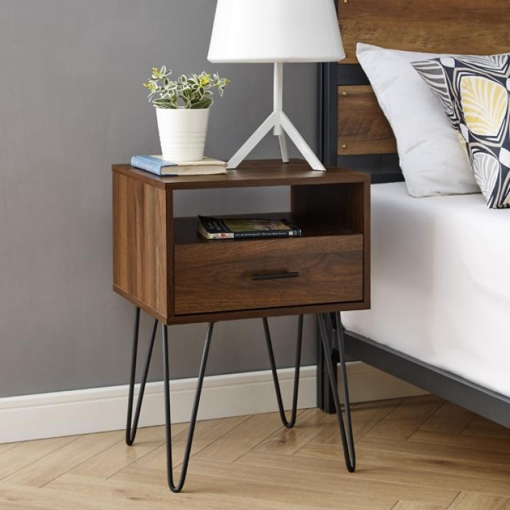 Dark Walnut Modern Farmhouse Side Table
