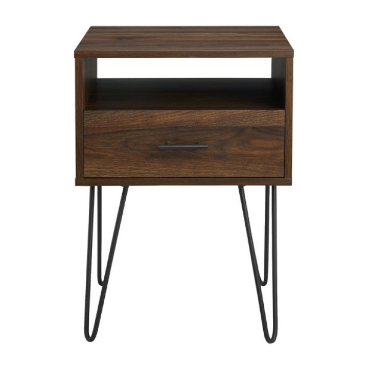 Dark Walnut Modern Farmhouse Side Table