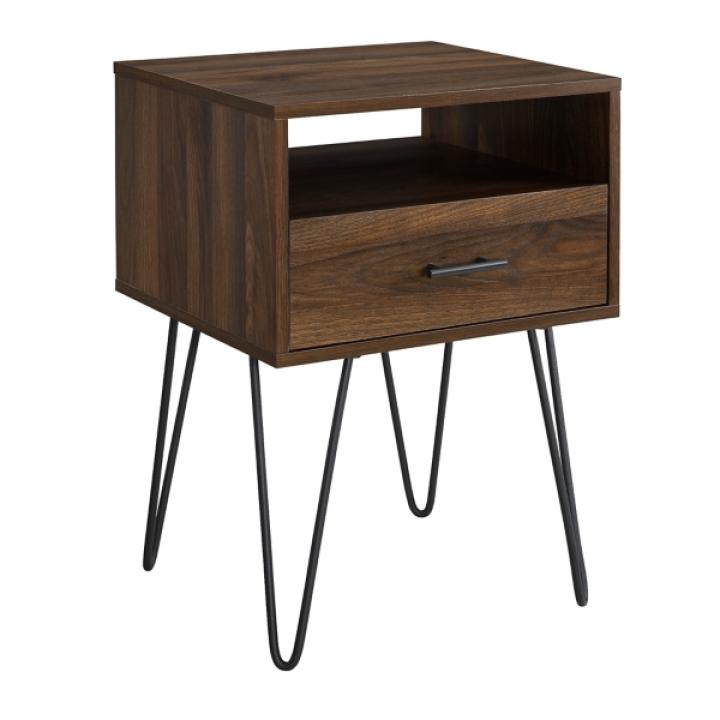 Dark Walnut Modern Farmhouse Side Table