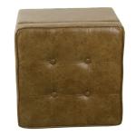 Brown Faux Leather Tufted Storage Ottoman