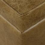Brown Faux Leather Tufted Storage Ottoman