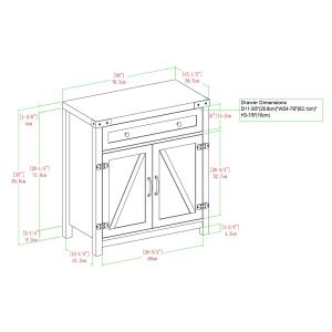 Gray Wash Wooden and Metal Barn Door Cabinet