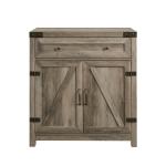 Gray Wash Wooden and Metal Barn Door Cabinet