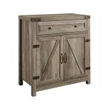 Gray Wash Wooden and Metal Barn Door Cabinet