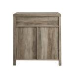 Gray Wash Wooden and Metal Barn Door Cabinet