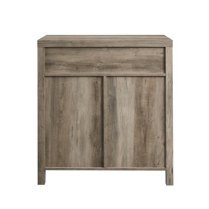 Gray Wash Wooden and Metal Barn Door Cabinet