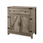 Gray Wash Wooden and Metal Barn Door Cabinet
