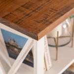 White and Rustic Oak Wood Farmhouse Console Table