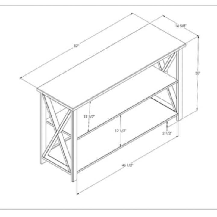 White and Rustic Oak Wood Farmhouse Console Table