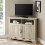 White Oak Grooved Door Corner TV Stand