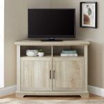 White Oak Grooved Door Corner TV Stand