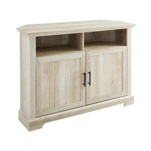 White Oak Grooved Door Corner TV Stand