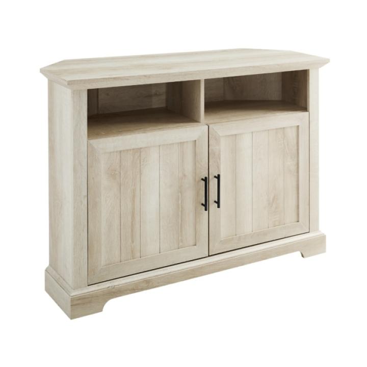 White Oak Grooved Door Corner TV Stand