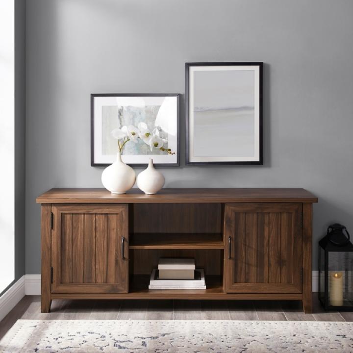 Dark Walnut Modern Farmhouse TV Stand