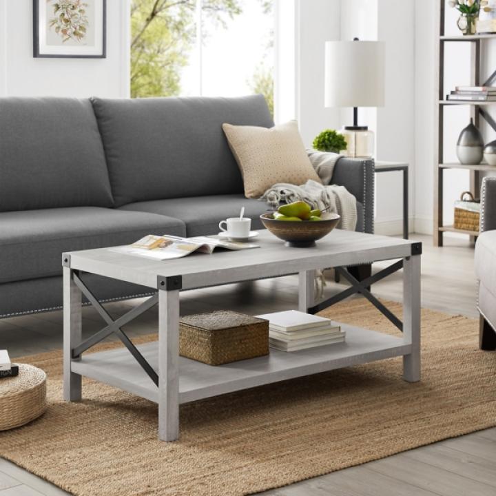 Stone Gray Modern Farmhouse Coffee Table