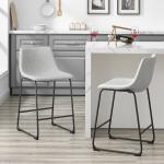 Gray Faux Leather Counter Stools, Set of 2