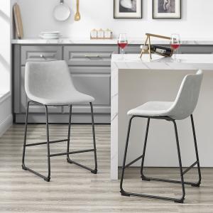 Gray Faux Leather Counter Stools, Set of 2
