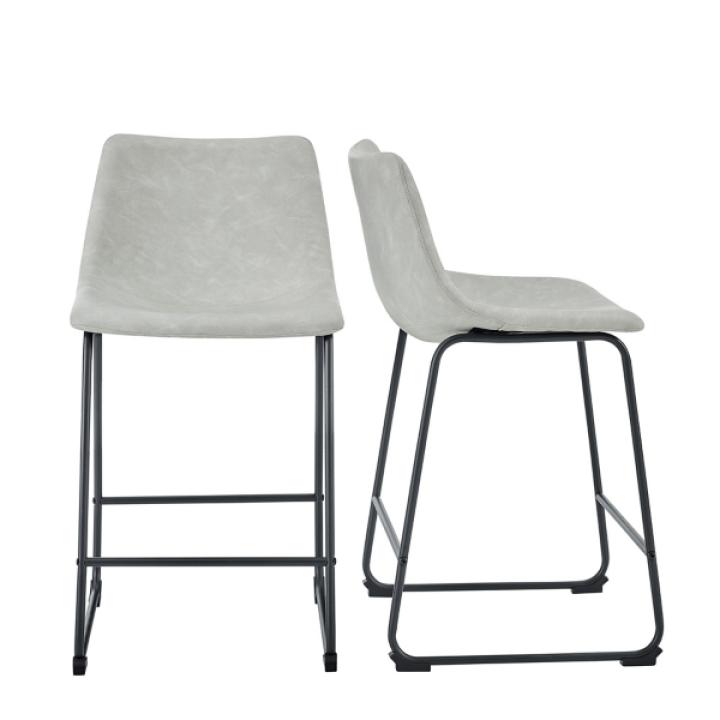 Gray Faux Leather Counter Stools, Set of 2