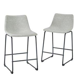 Gray Faux Leather Counter Stools, Set of 2