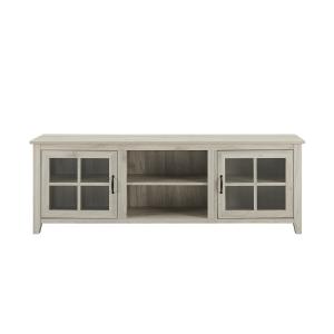 Birch Wood and Glass Door TV Stand