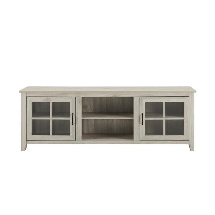 Birch Wood and Glass Door TV Stand