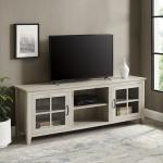 Birch Wood and Glass Door TV Stand