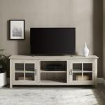 Birch Wood and Glass Door TV Stand