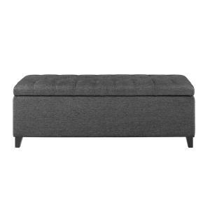 Dark Gray Button Tufted Storage Bench
