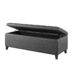 Dark Gray Button Tufted Storage Bench