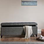 Dark Gray Button Tufted Storage Bench