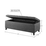 Dark Gray Button Tufted Storage Bench