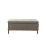 Light Gray Linen Button Tufted Storage Bench