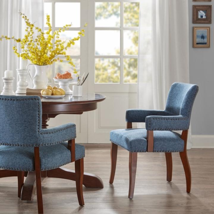 Blue Warms Nailhead Trim Dining Chair