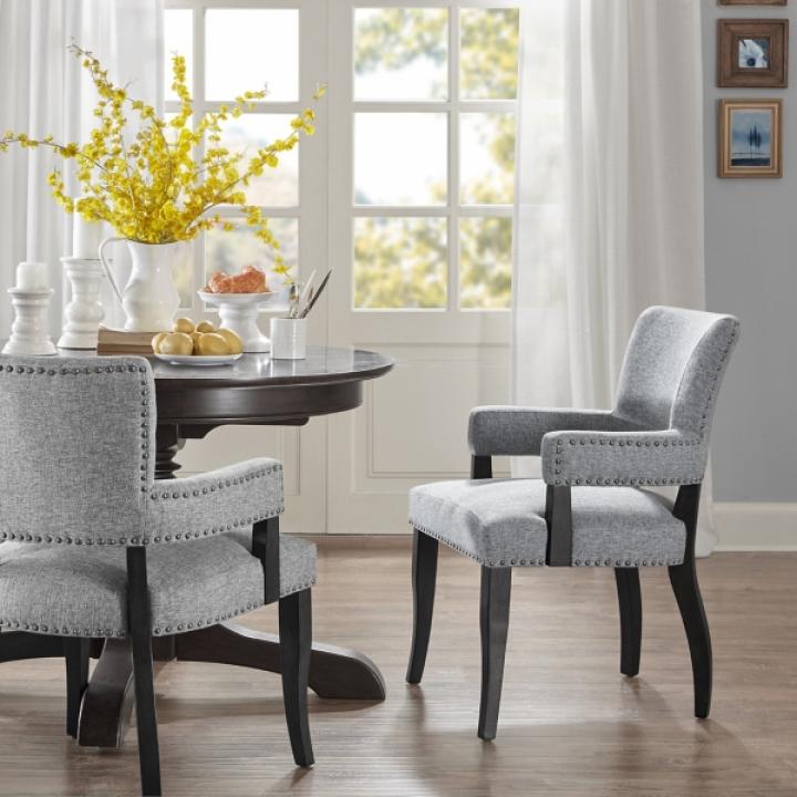 Gray Warms Nailhead Trim Dining Chair