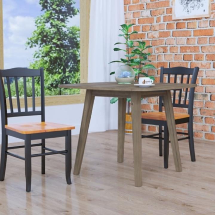 Black & Oak Wood Shaker Dining Chairs, Set of 2
