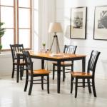 Black & Oak Wood Shaker Dining Chairs, Set of 2