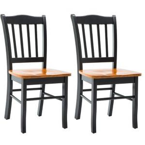 Black & Oak Wood Shaker Dining Chairs, Set of 2